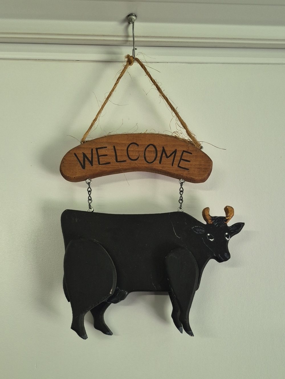 Rustic Black Cow Welcome Wall Decor by